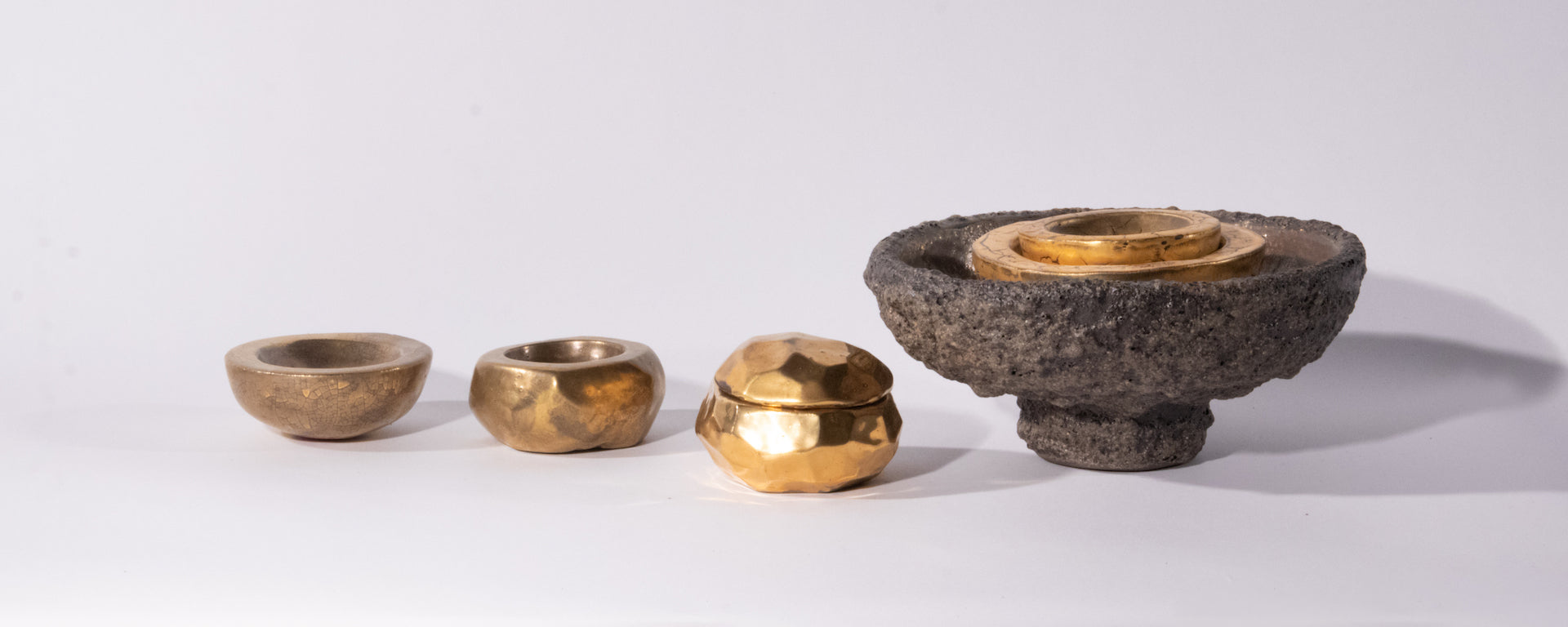 Gold frankincense burner — view